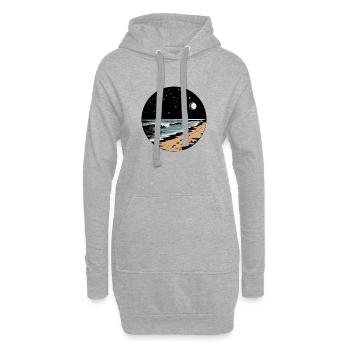 Plage de nuit - Sweat-shirt à capuche long Femme - gris chiné - Devant