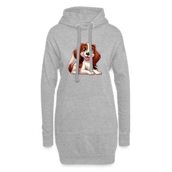 Bretagnischer Spaniel - Hoodie-Kleid - Grau meliert - Vorne