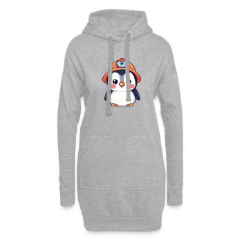 Bautrupp-Pinguin mit orangefarbenem Schutzhelm - Hoodie-Kleid - Grau meliert - Vorne