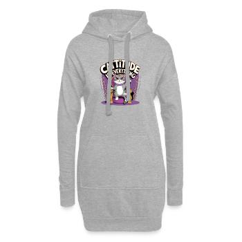 Cattitude est tout - Sweat-shirt à capuche long Femme - gris chiné - Devant