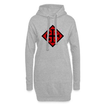 Kreuz von Jerusalem - Hoodie-Kleid - Grau meliert - Vorne
