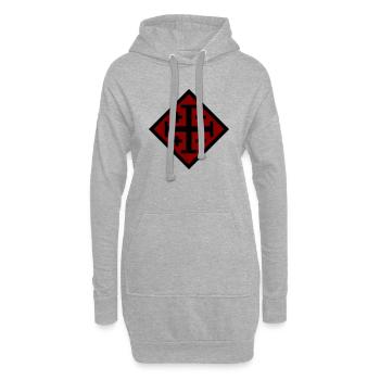 Kreuz von Jerusalem - Hoodie-Kleid - Grau meliert - Vorne