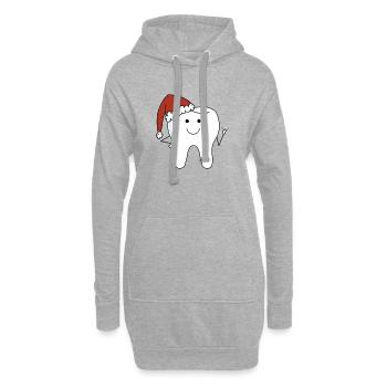 Weihnachtszahn - Hoodie-Kleid - Grau meliert - Vorne