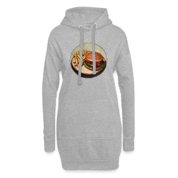 Klassischer Burger mit knusprigen Pommes - Hoodie-Kleid - Grau meliert - Vorne