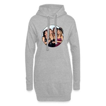 Freundinnen feiern das Leben gemeinsam - Hoodie-Kleid - Grau meliert - Vorne