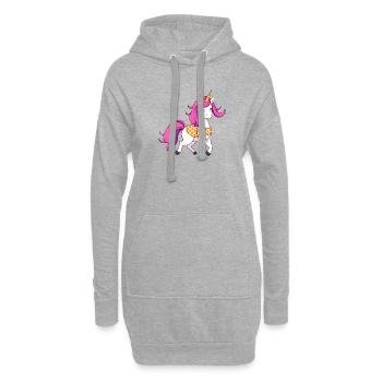 Verspieltes Einhorn in Pink & Gelb - Hoodie-Kleid - Grau meliert - Vorne