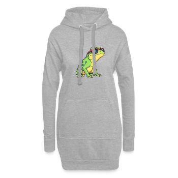 Skurriler Frosch mit roter und blauer Sonnenbrille, Casual - Hoodie-Kleid - Grau meliert - Vorne