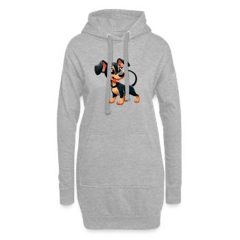 pinscher 2 - Sweat-shirt à capuche long Femme - gris chiné - Devant