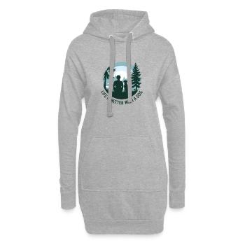 Das Leben mit Hund ist besser - Hoodie-Kleid - Grau meliert - Vorne