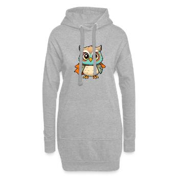 Entzückender blauer Eulen-Superheld - Hoodie-Kleid - Grau meliert - Vorne