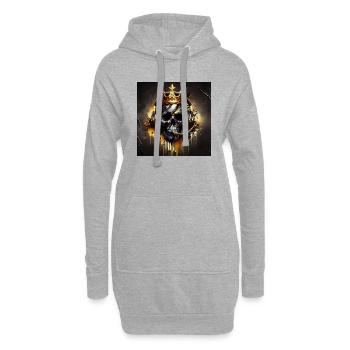 Gaming Schädel Marmor Gold Art - Hoodie-Kleid - Grau meliert - Vorne