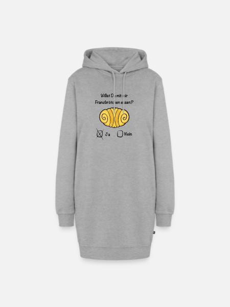 Willst Du Franzbroetchen essen? - Hoodie-Kleid - Grau meliert