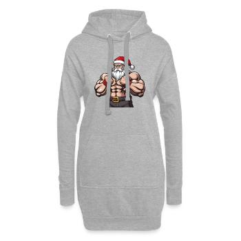 Le Père Noël fort - Sweat-shirt à capuche long Femme - gris chiné - Devant