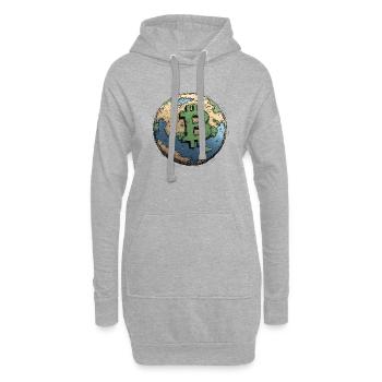 Bitcoin Erde: Die Währung einer vernetzten Welt! - Hoodie-Kleid - Grau meliert - Vorne