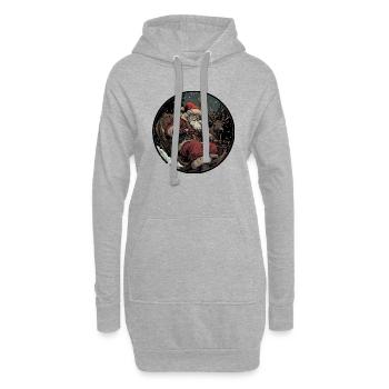 Voyage d’hiver : le Père Noël et son fidèle compagnon - Sweat-shirt à capuche long Femme - gris chiné - Devant