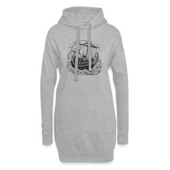 Vikings Ship - Hoodie-Kleid - Grau meliert - Vorne
