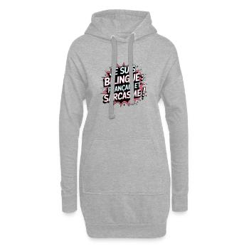 Je suis bilingue: français et sarcasme ! - Sweat-shirt à capuche long Femme - gris chiné - Devant
