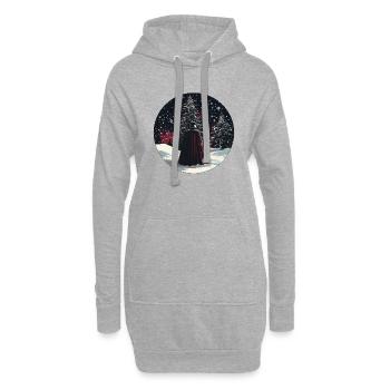 Dunkler Wächter im Winterwald - Hoodie-Kleid - Grau meliert - Vorne