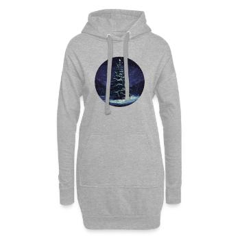 Tranquillité hivernale : l’arbre lumineux - Sweat-shirt à capuche long Femme - gris chiné - Devant