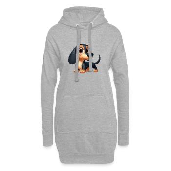 teckel 3 - Sweat-shirt à capuche long Femme - gris chiné - Devant