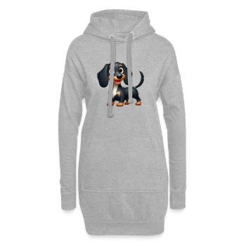 teckel 5 - Sweat-shirt à capuche long Femme - gris chiné - Devant