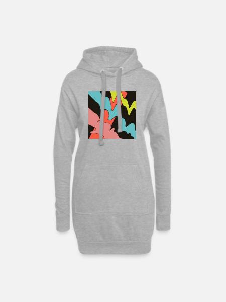 Square orange, with three patterns. - Hoodie Dress - heather grey