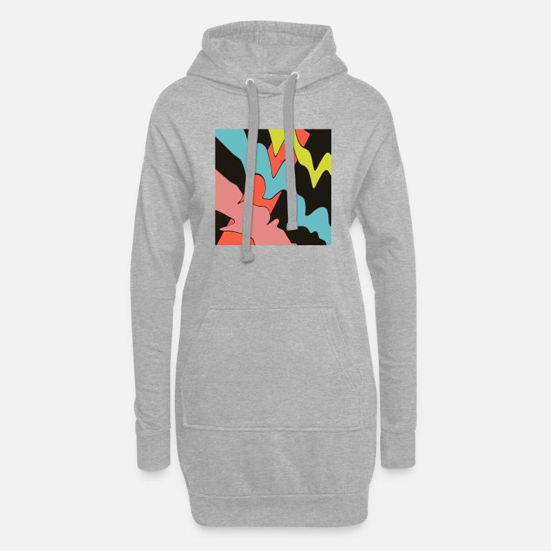 Square orange, with three patterns. - Hoodie Dress - heather grey