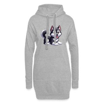 husky - Sweat-shirt à capuche long Femme - gris chiné - Devant