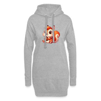 écureuil 5 - Sweat-shirt à capuche long Femme - gris chiné - Devant