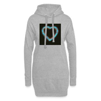 Blaues Wasser Herz mit Beleuchtung - Hoodie-Kleid - Grau meliert - Vorne