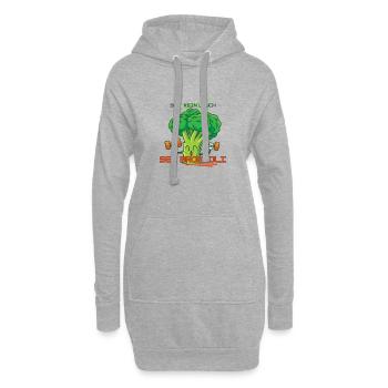 Lifting Brokkoli - Sei kein Lauch - Hoodie-Kleid - Grau meliert - Vorne