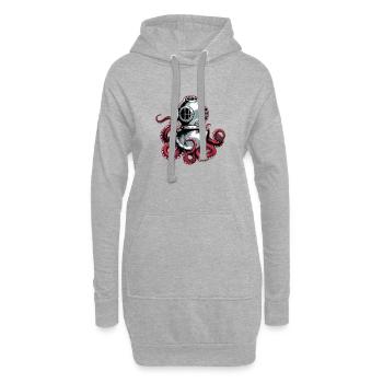 Tintenfisch mit Taucherhelm - Hoodie-Kleid - Grau meliert - Vorne