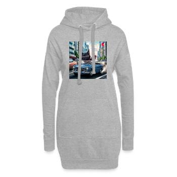 Cat on tour - I love Japan! - Tokyo - Hoodie-Kleid - Grau meliert - Vorne
