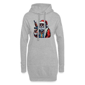 Weihnachtsmann mit AK 47 - Hoodie-Kleid - Grau meliert - Vorne
