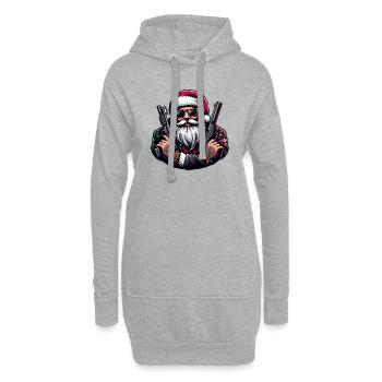 Gangster Santa mit zwei Pistolen - Hoodie-Kleid - Grau meliert - Vorne