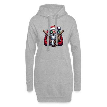 Weihnachtsmann mit zwei goldenen Pistolen - Hoodie-Kleid - Grau meliert - Vorne