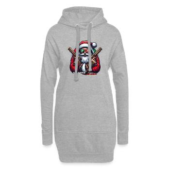 Gangster Santa mit Pistolen und lustigem Spruch - Hoodie-Kleid - Grau meliert - Vorne