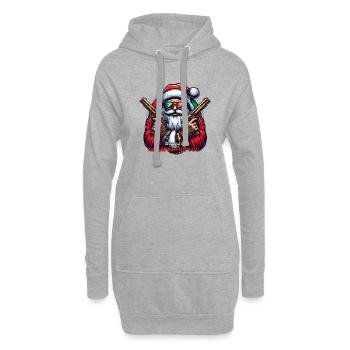 Gangster Santa mit Pistolen und lustigem Spruch - Hoodie-Kleid - Grau meliert - Vorne