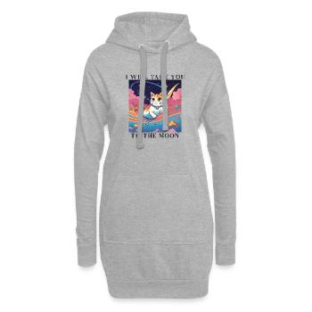 chaton mignon - Sweat-shirt à capuche long Femme - gris chiné - Devant