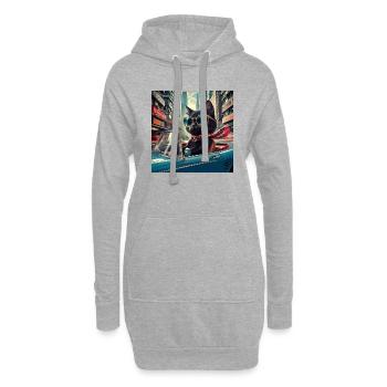 Cat on tour - I love Hong Kong! - Hoodie-Kleid - Grau meliert - Vorne