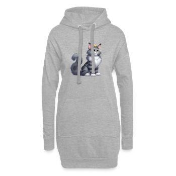 Maine Coon Königin - Hoodie-Kleid - Grau meliert - Vorne