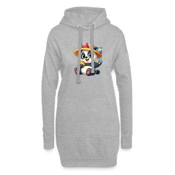 panda 2 - Sweat-shirt à capuche long Femme - gris chiné - Devant