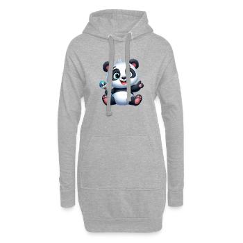 panda 3 - Sweat-shirt à capuche long Femme - gris chiné - Devant