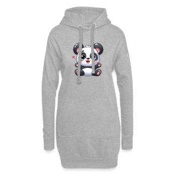 panda 11 - Sweat-shirt à capuche long Femme - gris chiné - Devant