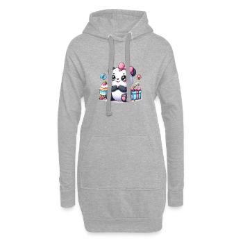 panda 7 - Sweat-shirt à capuche long Femme - gris chiné - Devant