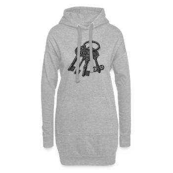 Trousseau de clés - Sweat-shirt à capuche long Femme - gris chiné - Devant