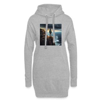Randonneurs dans la nature - Sweat-shirt à capuche long Femme - gris chiné - Devant