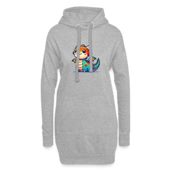 Dessin animé Dragon - Sweat-shirt à capuche long Femme - gris chiné - Devant
