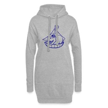 Lustiges Nilpferd Kapitän Segelt Süß Cartoon Comic - Hoodie-Kleid - Grau meliert - Vorne