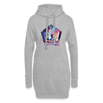 Gaming MumEmblem Schriftzug - Hoodie-Kleid - Grau meliert - Vorne